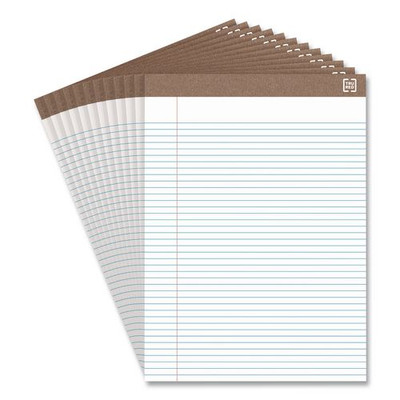 100% Recycled Notepads, Narrow Rule, (50) White 8.5 x 11 Sheets, Dozen