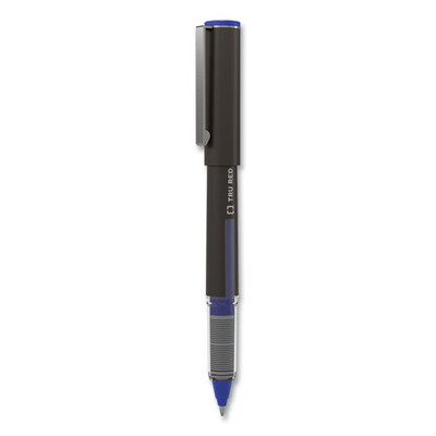 Rollerball Pen, Stick, Fine 0.5 mm, Blue Ink, Black/Blue/Clear Barrel, 3/Pack