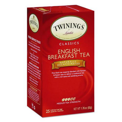 Tea Bags, English Breakfast Decaf, 1.76 oz, 25/Box