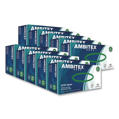 L5101 Series Powdered Latex Gloves, X-Large, 4 mil Thick, 9" Long, Cream, 100/Box, 10 Boxes/Carton