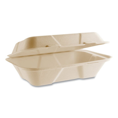 Nourish Molded Fiber Takeout Containers, Compostable, 6.1 x 9 x 2.9, Natural, Sugarcane, 200/Carton