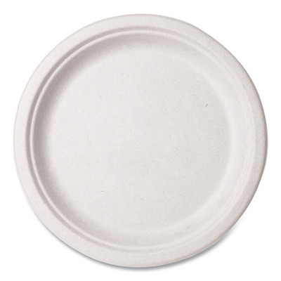 Nourish Molded Fiber Tableware, Compostable, Plate, Sugarcane, 10" dia, White, 500/Carton