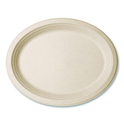 Nourish Molded Fiber Tableware, Compostable, Platter, Sugarcane, 8 x 10, White, 500/Carton