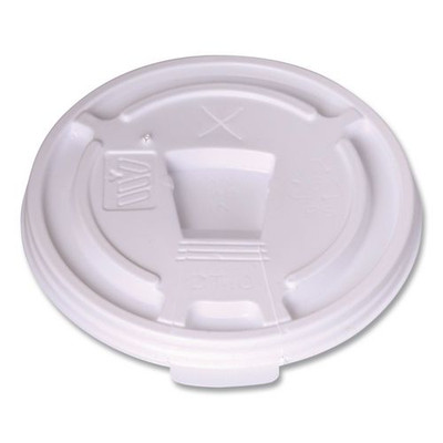 Plastic Lids for Foam Cups and Bowls, Drink-Thru, Fits 10 oz Hot Cups, White, 1,000/Carton