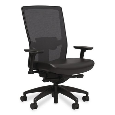 500 Series Vinyl and Mesh Task Chair, Supports Up to 300 lbs, 17.8" to 22.8" Seat Height, Black Seat, Black Back, Black Base