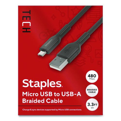 Micro USB to USB-A 2.0 Charging Cable, 3.3 ft, Black