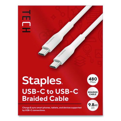 Lightning to USB-C 2.0 Charging Cable, 9.8 ft, White
