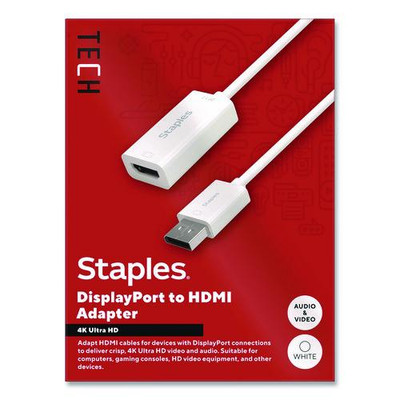 DisplayPort to HDMI Audio/Video Adapter, 6", White