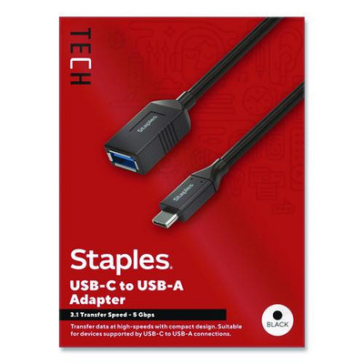 USB-C to USB-A Audio/Video Adapter, 6", Black