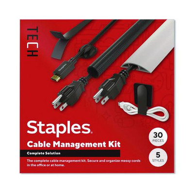 Cable Management Kit, Black/Gray, 30 Pieces/Pack