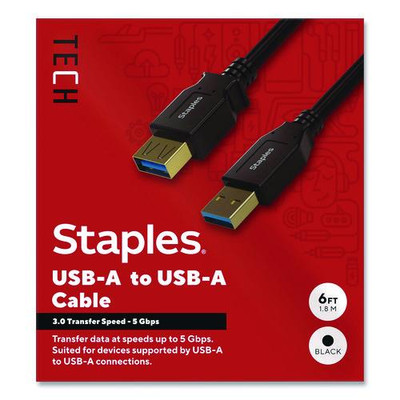 USB-A to USB-A 3.0 Cable, 6 ft, Black