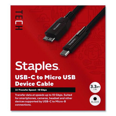 USB-C to Micro USB Type-B 3.1 Cable, 6 ft, Black