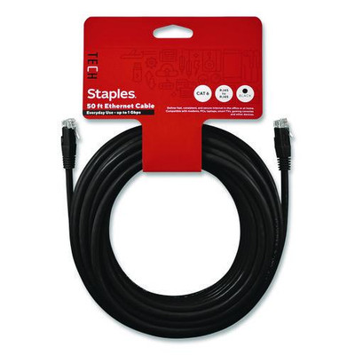 CAT6 Ethernet Cable, 50 ft, Black