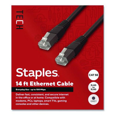 CAT5e Ethernet Cable, 14 ft, Gray