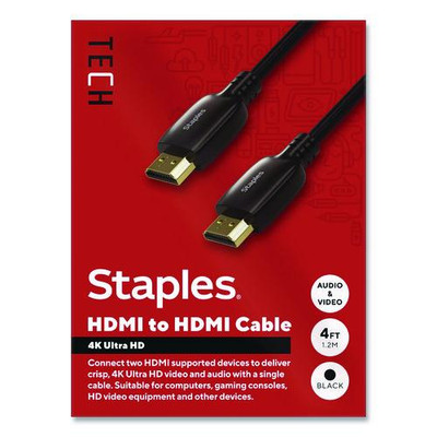 HDMI to HDMI Audio/Video Cable, 4 ft, Black