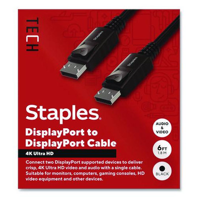 4K DisplayPort to DisplayPort Audio/Video Cable, 6 ft, Black