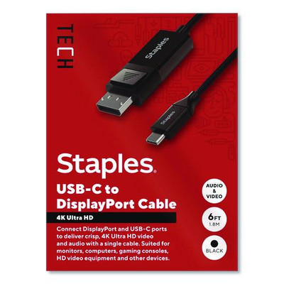 USB-C to DisplayPort Audio/Video Cable, 6 ft, Black