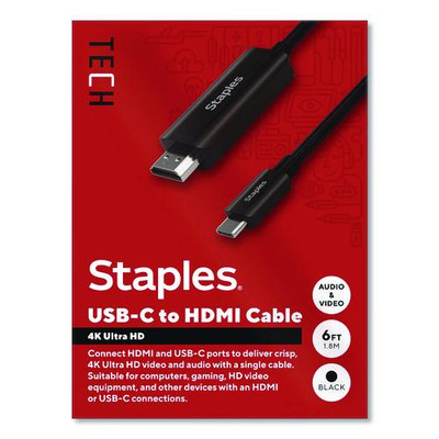 USB-C to HDMI Audio/Video Cable, 6 ft, Black