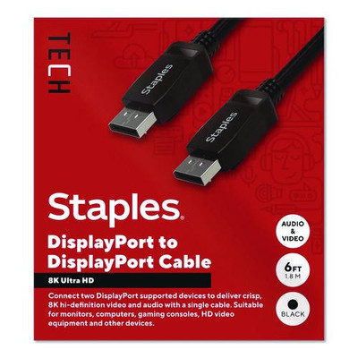 8K DisplayPort to DisplayPort Audio/Video Cable, 6 ft, Black