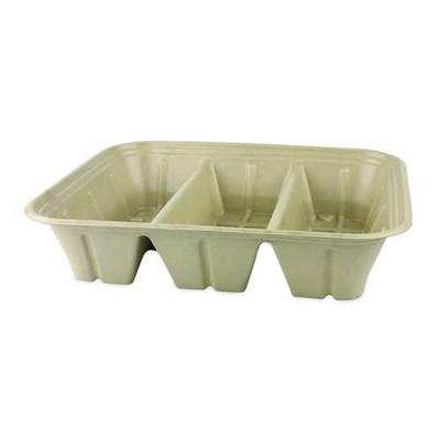 Fiber Catering Pans, 3 Compartments, 10.3 x 2.8 x 12.8, Paper, Natural, 200/Carton