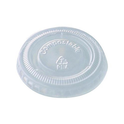 PLA Clear Cold Cup Lids, Fits 1 oz Portion Cups, Plastic, Clear, 3,000/Carton