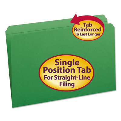 Reinforced Top Tab Colored File Folders, Straight Tabs, Legal Size, 0.75" Expansion, Green, 100/box Reinforced Top Tab Colored File Folders, Straight Tabs, Legal Size, 0.75" Expansion, Green, 100/box
