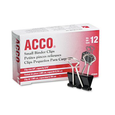 Binder Clips, Small, Black/silver, Dozen Binder Clips, Small, Black/silver, Dozen