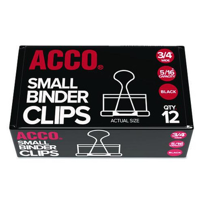 Binder Clips, Small, Black/silver, Dozen