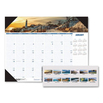 Earthscapes Recycled Monthly Desk Pad Calendar, Coastlines Photos, 18.5 X 13, Black Binding/corners,12-month (jan-dec): 2022