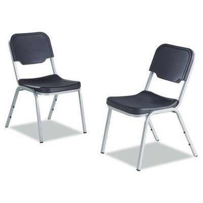 Rough N Ready Stack Chair, Supports Up To 500 Lb, Charcoal Seat/back, Silver Base, 4/carton