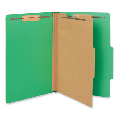 Bright Colored Pressboard Classification Folders, 1 Divider, Legal Size, Emerald Green, 10/box