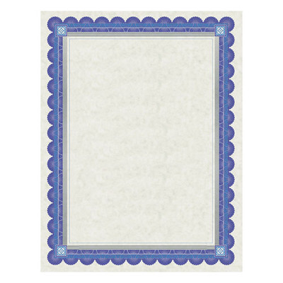 Parchment Certificates, Academic, 8.5 X 11, Ivory With Blue/silver Foil Border, 15/pack