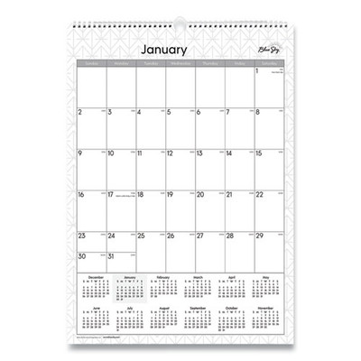 Enterprise Wall Calendar, Enterprise Geometric Artwork, 12 X 17, White/gray Sheets, 12-month (jan To Dec): 2022