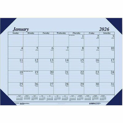House of Doolittle Ecotones Compact Calendar Desk Pads - Julian Dates - Monthly - 1 Year - January 2026 to December 2026 - 1 Month Single Page Layout - 22" x 17" Sheet Size - 2.88" x 2.13" Block - Desk Pad - Orchid - Paper, Leatherette - 1 Each