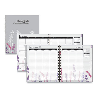 Recycled Wild Flower Weekly/monthly Planner, Wild Flowers Artwork, 9 X 7, Gray/white/purple Cover, 12-month (jan-dec): 2022