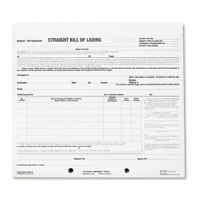Bill Of Lading Short Form, Three-part Carbonless, 7 X 8.5, 1/page, 250 Forms Bill Of Lading Short Form, Three-part Carbonless, 7 X 8.5, 1/page, 250 Forms