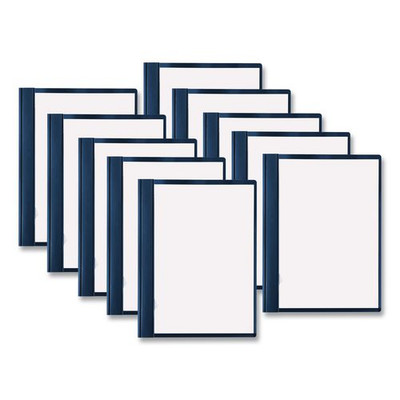 Clear Front Vinyl Report Cover, Prong Fastener, 0.5" Capacity,  8.5 X 11, Clear/blue