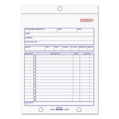 Sales Book, Two-part Carbonless, 5.5 X 7.88, 1/page, 50 Forms Sales Book, Two-part Carbonless, 5.5 X 7.88, 1/page, 50 Forms
