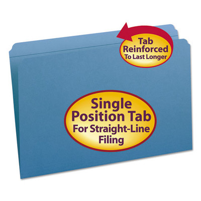 Reinforced Top Tab Colored File Folders, Straight Tabs, Legal Size, 0.75" Expansion, Blue, 100/box Reinforced Top Tab Colored File Folders, Straight Tabs, Legal Size, 0.75" Expansion, Blue, 100/box