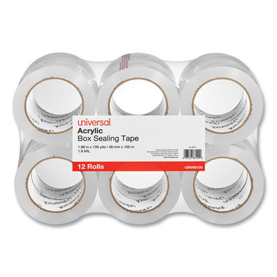Deluxe General-purpose Acrylic Box Sealing Tape, 3" Core, 1.88" X 110 Yds, Clear, 12/pack