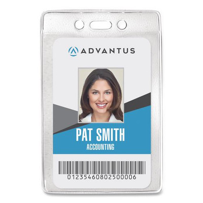 Security Id Badge Holders, Prepunched For Chain/clip, Vertical, Clear 3.13" X 4.88" Holder, 2.75" X 4.25" Insert, 50/box