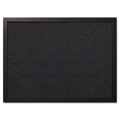 Designer Fabric Bulletin Board, 24 X 18, Black Fabric/black Frame