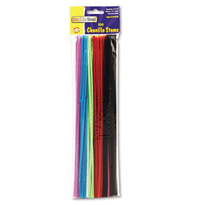 Regular Stems, 12" X 4 Mm, Metal Wire, Polyester, Assorted, 100/pack Regular Stems, 12" X 4 Mm, Metal Wire, Polyester, Assorted, 100/pack