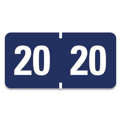 Yearly End Tab File Folder Labels, 20, 0.75 X 1.5, Dark Blue, 500/roll