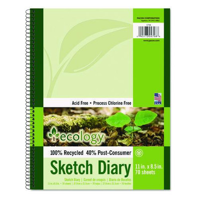Ecology Sketch Diary, 60 Lb Stock, Green Cover, 11 X 8.5, 70 Sheets