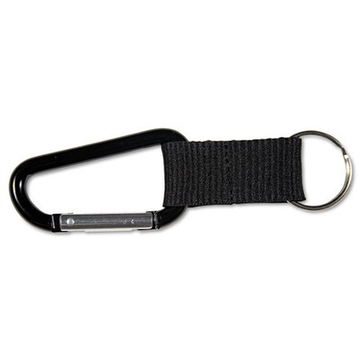 Carabiner Key Chains, Split Key Rings, Aluminum, Black, 10/pack - VISAVT75556