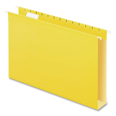 Extra Capacity Reinforced Hanging File Folders With Box Bottom, Legal Size, 1/5-cut Tab, Yellow, 25/box