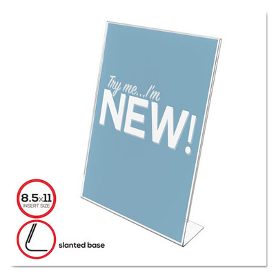 Classic Image Slanted Sign Holder, Portrait, 8 1/2 X 11 Insert, Clear