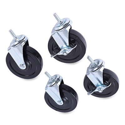 Optional Casters For Wire Shelving, 200 Lbs/caster, Gray/black, 4/set