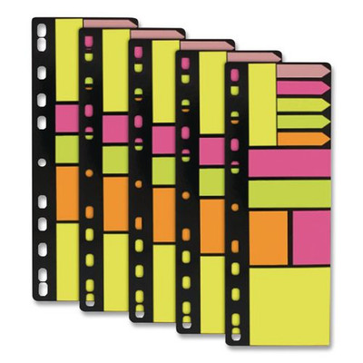 Mixed Ring-binder-insertable Note Pad And Page Flag Set, Assorted Sizes And Colors, 11 Pads/set, 5 Sets/box